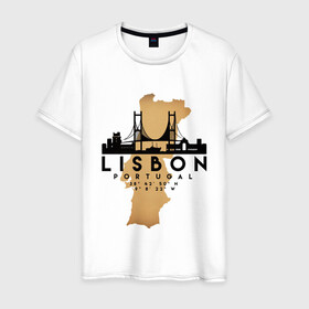 Мужская футболка хлопок с принтом Лиссабон (Португалия) в Тюмени, 100% хлопок | прямой крой, круглый вырез горловины, длина до линии бедер, слегка спущенное плечо. | city | lisbon | portugal | ronaldo | travel | город | европа | карта | лиссабон | мир | португалия | приключение | путешествие | роналду | столица | страна | тиризм | турист | флаг