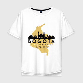 Мужская футболка хлопок Oversize с принтом Богота (Колумбия) в Тюмени, 100% хлопок | свободный крой, круглый ворот, “спинка” длиннее передней части | bogota | city | columbia | travel | богота | город | европа | карта | колумбия | мир | приключение | путешествие | столица | страна | туризм | турист | флаг