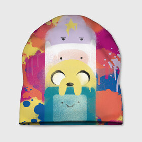 Шапка 3D с принтом Adventure Time в Тюмени, 100% полиэстер | универсальный размер, печать по всей поверхности изделия | adventure time | dsgnosadchaya | vdosadir | бимо | время приключений | джейк | пендлтон уорд | пупырка | финн