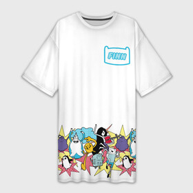 Платье-футболка 3D с принтом Finn Adventure Time в Тюмени,  |  | adventure time | dsgnosadchaya | vdosadir | бимо | время приключений | гантер | джейк | марселин | пендлтон уорд | пупырка | снежный король | финн