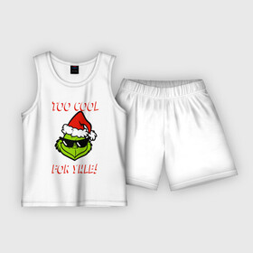 Детская пижама с шортами хлопок с принтом Гринч в Тюмени,  |  | christmas | grinch | гринч | зелёный | монстр | нг | новогодний | новый год | рождество