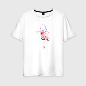 Женская футболка хлопок Oversize с принтом Танец Красок в Тюмени, 100% хлопок | свободный крой, круглый ворот, спущенный рукав, длина до линии бедер
 | балет | рисунок | танец | танец красок