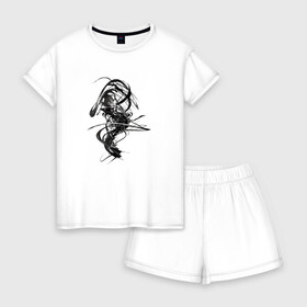 Женская пижама с шортиками хлопок с принтом Темная Энергия в Тюмени, 100% хлопок | футболка прямого кроя, шорты свободные с широкой мягкой резинкой | вихрь | темная энергия | тьма