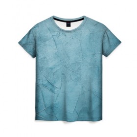 Женская футболка 3D с принтом Оттенки синего в Тюмени, 100% полиэфир ( синтетическое хлопкоподобное полотно) | прямой крой, круглый вырез горловины, длина до линии бедер | камень | краска | краски | синий | стена | текстура | фон | штукатурка