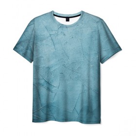 Мужская футболка 3D с принтом Оттенки синего в Тюмени, 100% полиэфир | прямой крой, круглый вырез горловины, длина до линии бедер | камень | краска | краски | синий | стена | текстура | фон | штукатурка