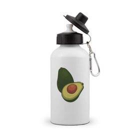 Бутылка спортивная с принтом Авокадо в Тюмени, металл | емкость — 500 мл, в комплекте две пластиковые крышки и карабин для крепления | Тематика изображения на принте: авокадо | еда | рисунок