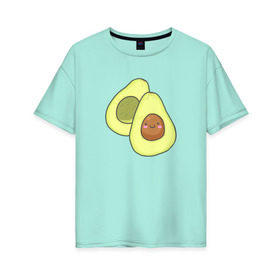 Женская футболка хлопок Oversize с принтом Авокадо в Тюмени, 100% хлопок | свободный крой, круглый ворот, спущенный рукав, длина до линии бедер
 | авокадо | рисунок