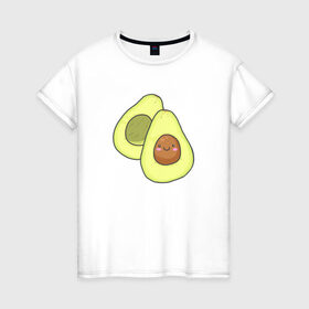 Женская футболка хлопок с принтом Авокадо в Тюмени, 100% хлопок | прямой крой, круглый вырез горловины, длина до линии бедер, слегка спущенное плечо | авокадо | рисунок