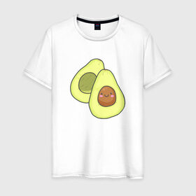 Мужская футболка хлопок с принтом Авокадо в Тюмени, 100% хлопок | прямой крой, круглый вырез горловины, длина до линии бедер, слегка спущенное плечо. | авокадо | рисунок