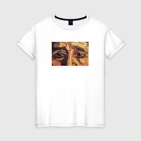 Женская футболка хлопок с принтом искусство в Тюмени, 100% хлопок | прямой крой, круглый вырез горловины, длина до линии бедер, слегка спущенное плечо | взгляд | глаза | живопись | искусство | картина | масло | мужчина