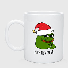 Кружка с принтом Pepe New Year в Тюмени, керамика | объем — 330 мл, диаметр — 80 мм. Принт наносится на бока кружки, можно сделать два разных изображения | 