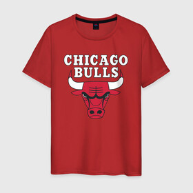 Мужская футболка хлопок с принтом CHICAGO BULLS в Тюмени, 100% хлопок | прямой крой, круглый вырез горловины, длина до линии бедер, слегка спущенное плечо. | Тематика изображения на принте: bulls | chicago | chicago bulls | nba | red bulls | usa | америка | быки | нба | сша | чикаго буллс