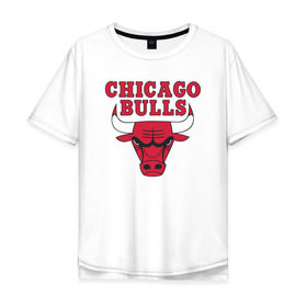 Мужская футболка хлопок Oversize с принтом CHICAGO BULLS в Тюмени, 100% хлопок | свободный крой, круглый ворот, “спинка” длиннее передней части | bulls | chicago | chicago bulls | nba | red bulls | usa | америка | быки | нба | сша | чикаго буллс