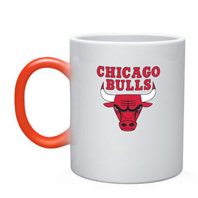 Кружка хамелеон с принтом CHICAGO BULLS | ЧИКАГО БУЛЛС в Тюмени, керамика | меняет цвет при нагревании, емкость 330 мл | bulls | chicago | chicago bulls | nba | red bulls | usa | америка | быки | нба | сша | чикаго буллс