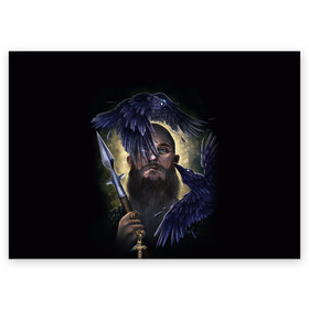 Поздравительная открытка с принтом vikings в Тюмени, 100% бумага | плотность бумаги 280 г/м2, матовая, на обратной стороне линовка и место для марки
 | ragnar | raven | travis fimmel | vikings | викинги | вороны | норвегия | рагнар лодброк | скандинавия | трэвис фиммел