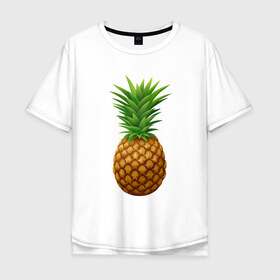 Мужская футболка хлопок Oversize с принтом Ананас в Тюмени, 100% хлопок | свободный крой, круглый ворот, “спинка” длиннее передней части | ананас | еда | рисунок | фрукт