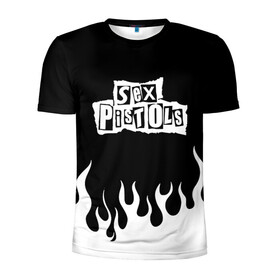 Мужская футболка 3D спортивная с принтом Sex Pistols  в Тюмени, 100% полиэстер с улучшенными характеристиками | приталенный силуэт, круглая горловина, широкие плечи, сужается к линии бедра | music | rock | музыка | пистолс | рок