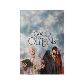 Обложка для паспорта матовая кожа с принтом Good Omens в Тюмени, натуральная матовая кожа | размер 19,3 х 13,7 см; прозрачные пластиковые крепления | aziraphale | crowley | david | demon | good | omens | pratchett | tennant | terry | азирафаэль | ангел | благие | демон | дэвид | знамения | кроули | майкл шин | пратчетт | теннант | терри