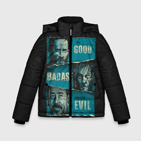 Зимняя куртка для мальчиков 3D с принтом Good Badass Evil в Тюмени, ткань верха — 100% полиэстер; подклад — 100% полиэстер, утеплитель — 100% полиэстер | длина ниже бедра, удлиненная спинка, воротник стойка и отстегивающийся капюшон. Есть боковые карманы с листочкой на кнопках, утяжки по низу изделия и внутренний карман на молнии. 

Предусмотрены светоотражающий принт на спинке, радужный светоотражающий элемент на пуллере молнии и на резинке для утяжки | amc | carol | daryl | dixon | michonne | negan | reaction | rick | season 10 | twd | zombies | диксон | дэрил | зомби | мертвецы | мишонн | неган | реакция | рик | ходячие