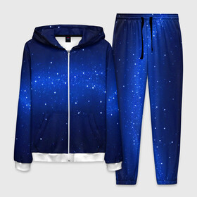 Мужской костюм 3D с принтом BLUE STARRY SKY в Тюмени, 100% полиэстер | Манжеты и пояс оформлены тканевой резинкой, двухслойный капюшон со шнурком для регулировки, карманы спереди | 2020 | blue | color | pantone | звезды | классический синий | космос | мода | небо | пантоне | синий | синий цвет