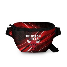 Поясная сумка 3D с принтом CHICAGO BULLS в Тюмени, 100% полиэстер | плотная ткань, ремень с регулируемой длиной, внутри несколько карманов для мелочей, основное отделение и карман с обратной стороны сумки застегиваются на молнию | bulls | chicago | chicago bulls | nba | red bulls | usa | америка | быки | нба | сша | чикаго буллс