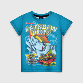 Детская футболка 3D с принтом Rainbow brops в Тюмени, 100% гипоаллергенный полиэфир | прямой крой, круглый вырез горловины, длина до линии бедер, чуть спущенное плечо, ткань немного тянется | Тематика изображения на принте: applejack | little | magic | mlp | my | pinkie pie | pony | rainbow dash | rarity | twilight | дракон | дружба | единорог | искорка | пони | селестия | спайк | сумеречная | это чудо