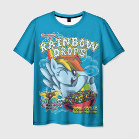 Мужская футболка 3D с принтом Rainbow brops в Тюмени, 100% полиэфир | прямой крой, круглый вырез горловины, длина до линии бедер | applejack | little | magic | mlp | my | pinkie pie | pony | rainbow dash | rarity | twilight | дракон | дружба | единорог | искорка | пони | селестия | спайк | сумеречная | это чудо