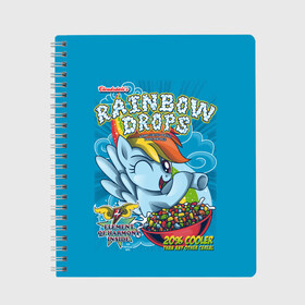 Тетрадь с принтом Rainbow brops в Тюмени, 100% бумага | 48 листов, плотность листов — 60 г/м2, плотность картонной обложки — 250 г/м2. Листы скреплены сбоку удобной пружинной спиралью. Уголки страниц и обложки скругленные. Цвет линий — светло-серый
 | applejack | little | magic | mlp | my | pinkie pie | pony | rainbow dash | rarity | twilight | дракон | дружба | единорог | искорка | пони | селестия | спайк | сумеречная | это чудо