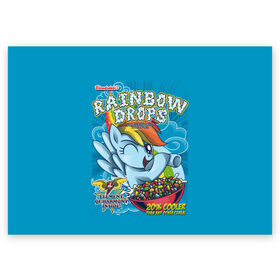 Поздравительная открытка с принтом Rainbow brops в Тюмени, 100% бумага | плотность бумаги 280 г/м2, матовая, на обратной стороне линовка и место для марки
 | applejack | little | magic | mlp | my | pinkie pie | pony | rainbow dash | rarity | twilight | дракон | дружба | единорог | искорка | пони | селестия | спайк | сумеречная | это чудо