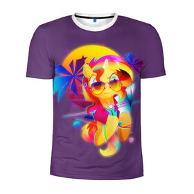Мужская футболка 3D спортивная с принтом My little pony в Тюмени, 100% полиэстер с улучшенными характеристиками | приталенный силуэт, круглая горловина, широкие плечи, сужается к линии бедра | Тематика изображения на принте: applejack | little | magic | mlp | my | pinkie pie | pony | rainbow dash | rarity | twilight | дракон | дружба | единорог | искорка | пони | селестия | спайк | сумеречная | это чудо