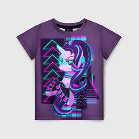 Детская футболка 3D с принтом  My little pony в Тюмени, 100% гипоаллергенный полиэфир | прямой крой, круглый вырез горловины, длина до линии бедер, чуть спущенное плечо, ткань немного тянется | Тематика изображения на принте: applejack | little | magic | mlp | my | pinkie pie | pony | rainbow dash | rarity | twilight | дракон | дружба | единорог | искорка | пони | селестия | спайк | сумеречная | это чудо