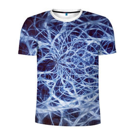 Мужская футболка 3D спортивная с принтом Nerves в Тюмени, 100% полиэстер с улучшенными характеристиками | приталенный силуэт, круглая горловина, широкие плечи, сужается к линии бедра | nerves | абстрактно | абстрактные | абстрактный | абстракция | нейронная | неон | неонка | неоновые | нерв | нервная | нервы | объёмные | объёмный | светящиеся | светящийся | сетка | сеть | система
