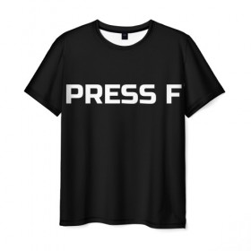 Мужская футболка 3D с принтом Футболка с надписью PRESS F в Тюмени, 100% полиэфир | прямой крой, круглый вырез горловины, длина до линии бедер | Тематика изображения на принте: mem meme | press f | мем | мемас | мемы | надписью | чёрный | шрифт