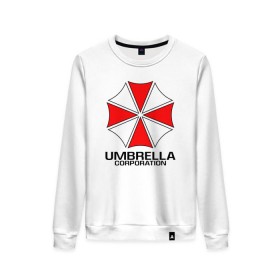 Женский свитшот хлопок с принтом UMBRELLA CORP в Тюмени, 100% хлопок | прямой крой, круглый вырез, на манжетах и по низу широкая трикотажная резинка  | ada wong | biohazard | leon | nemesis | project resistance | raccoon city | re | re3 | resident evil | resident evil 3 | rpd | stars | umbrella | ада вонг | амбрелла | немезис | ужасы