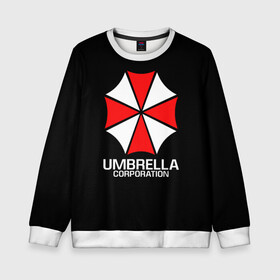 Детский свитшот 3D с принтом UMBRELLA CORP | АМБРЕЛЛА КОРП в Тюмени, 100% полиэстер | свободная посадка, прямой крой, мягкая тканевая резинка на рукавах и понизу свитшота | Тематика изображения на принте: ada wong | biohazard | leon | nemesis | project resistance | raccoon city | re | re3 | resident evil | resident evil 3 | rpd | stars | umbrella | ада вонг | амбрелла | немезис | ужасы