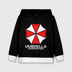 Детская толстовка 3D с принтом UMBRELLA CORP | АМБРЕЛЛА КОРП в Тюмени, 100% полиэстер | двухслойный капюшон со шнурком для регулировки, мягкие манжеты на рукавах и по низу толстовки, спереди карман-кенгуру с мягким внутренним слоем | Тематика изображения на принте: ada wong | biohazard | leon | nemesis | project resistance | raccoon city | re | re3 | resident evil | resident evil 3 | rpd | stars | umbrella | ада вонг | амбрелла | немезис | ужасы