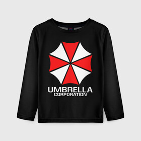 Детский лонгслив 3D с принтом UMBRELLA CORP | АМБРЕЛЛА КОРП в Тюмени, 100% полиэстер | длинные рукава, круглый вырез горловины, полуприлегающий силуэт
 | ada wong | biohazard | leon | nemesis | project resistance | raccoon city | re | re3 | resident evil | resident evil 3 | rpd | stars | umbrella | ада вонг | амбрелла | немезис | ужасы