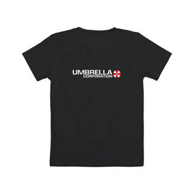 Детская футболка хлопок с принтом UMBRELLA CORP в Тюмени, 100% хлопок | круглый вырез горловины, полуприлегающий силуэт, длина до линии бедер | Тематика изображения на принте: ada wong | biohazard | leon | nemesis | project resistance | raccoon city | re | re3 | resident evil | resident evil 3 | rpd | stars | umbrella | ада вонг | амбрелла | немезис | ужасы