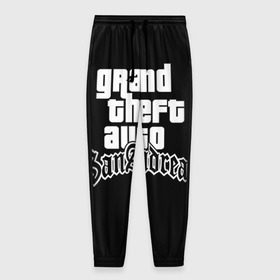 Мужские брюки 3D с принтом GTA San Andreas в Тюмени, 100% полиэстер | манжеты по низу, эластичный пояс регулируется шнурком, по бокам два кармана без застежек, внутренняя часть кармана из мелкой сетки | gta | sa | sanandreas | футболка | чёрный