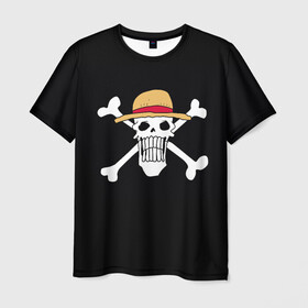 Мужская футболка 3D с принтом вытянутый череп One Piece в Тюмени, 100% полиэфир | прямой крой, круглый вырез горловины, длина до линии бедер | lucy | luffy monkey | mugiwara | one piece | straw hat | большой куш | ван пис | луффи | одним куском