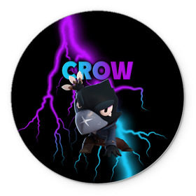 Коврик для мышки круглый с принтом Brawl Stars CROW в Тюмени, резина и полиэстер | круглая форма, изображение наносится на всю лицевую часть | 8 bit | 8 бит | brawl | brawl stars | crow | leon | stars | бравл | бравл старс | браво старс | игра | компьютерная | кров | леон | онлайн | старс