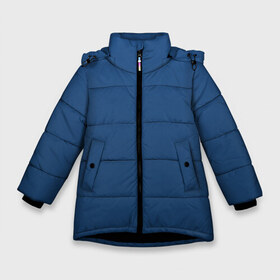 Зимняя куртка для девочек 3D с принтом 19-4052 Classic Blue в Тюмени, ткань верха — 100% полиэстер; подклад — 100% полиэстер, утеплитель — 100% полиэстер. | длина ниже бедра, удлиненная спинка, воротник стойка и отстегивающийся капюшон. Есть боковые карманы с листочкой на кнопках, утяжки по низу изделия и внутренний карман на молнии. 

Предусмотрены светоотражающий принт на спинке, радужный светоотражающий элемент на пуллере молнии и на резинке для утяжки. | Тематика изображения на принте: 9 4052 | без дизайна | без принта | без узора | главный цвет 2020 года | код цвета | нг | новый год | праздник | про | рождество | синий | синяя одежда | цвет нового года