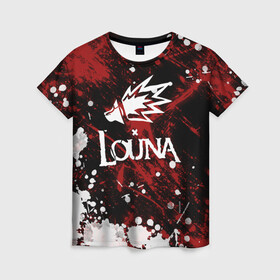 Женская футболка 3D с принтом Louna в Тюмени, 100% полиэфир ( синтетическое хлопкоподобное полотно) | прямой крой, круглый вырез горловины, длина до линии бедер | louna | music | rock | геворкян | лу | луна | лусине | лусинэ | лусинэ геворкян | музыка | панк рок | рок | хард рок