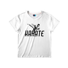 Детская футболка 3D с принтом KARATE в Тюмени, 100% гипоаллергенный полиэфир | прямой крой, круглый вырез горловины, длина до линии бедер, чуть спущенное плечо, ткань немного тянется | sport | единоборство | каратэ | кимоно | лого | спорт | удар | человек