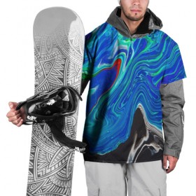 Накидка на куртку 3D с принтом КИСЛОТНЫЙ АКРИЛ в Тюмени, 100% полиэстер |  | abstraction | cosmos | kosmos | neon | trend | абстракция | акрил | акриловые | кислотный | космос | краски