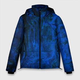 Мужская зимняя куртка 3D с принтом BLUE GLOSS в Тюмени, верх — 100% полиэстер; подкладка — 100% полиэстер; утеплитель — 100% полиэстер | длина ниже бедра, свободный силуэт Оверсайз. Есть воротник-стойка, отстегивающийся капюшон и ветрозащитная планка. 

Боковые карманы с листочкой на кнопках и внутренний карман на молнии. | Тематика изображения на принте: abstraction | blue | cosmos | gloss | kosmos | neon | trend | абстракция | акрил | акриловые | блеск | кислотный | космос | краски | синий