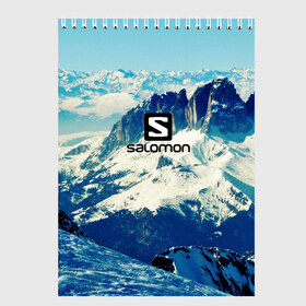 Скетчбук с принтом SALOMON в Тюмени, 100% бумага
 | 48 листов, плотность листов — 100 г/м2, плотность картонной обложки — 250 г/м2. Листы скреплены сверху удобной пружинной спиралью | salomon | горы | снег | спорт