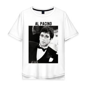Мужская футболка хлопок Oversize с принтом Аль Пачино в Тюмени, 100% хлопок | свободный крой, круглый ворот, “спинка” длиннее передней части | al pacino | аль пачино | лицо со шрамом | тони монтана