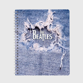 Тетрадь с принтом The Beatles в Тюмени, 100% бумага | 48 листов, плотность листов — 60 г/м2, плотность картонной обложки — 250 г/м2. Листы скреплены сбоку удобной пружинной спиралью. Уголки страниц и обложки скругленные. Цвет линий — светло-серый
 | Тематика изображения на принте: england | group | jeans | legend | liverpool | music | rock | the beatles | англия | битлз | группа | джинса | легенда | ливерпуль | музыка | рок