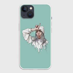 Чехол для iPhone 13 с принтом Billie Eilish Mint Art в Тюмени,  |  | Тематика изображения на принте: bad | bad guy | billi | billie | billie eilish | eilish | good girl | music | swag | айлиш | беляш | били | били айлиш | билли | билли айлиш | билли эйлиш | биляш | музка | певица | эйлиш